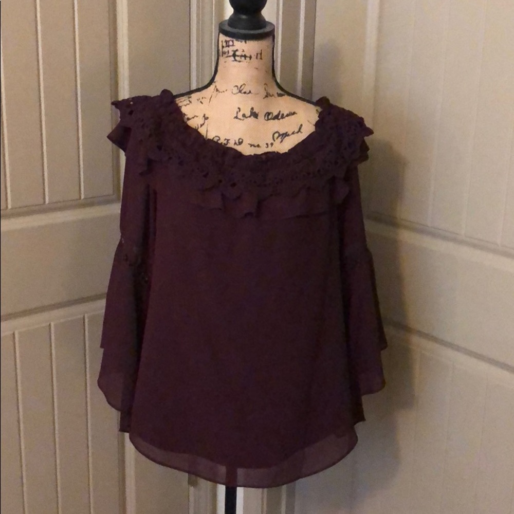 WHBM burgundy blouse